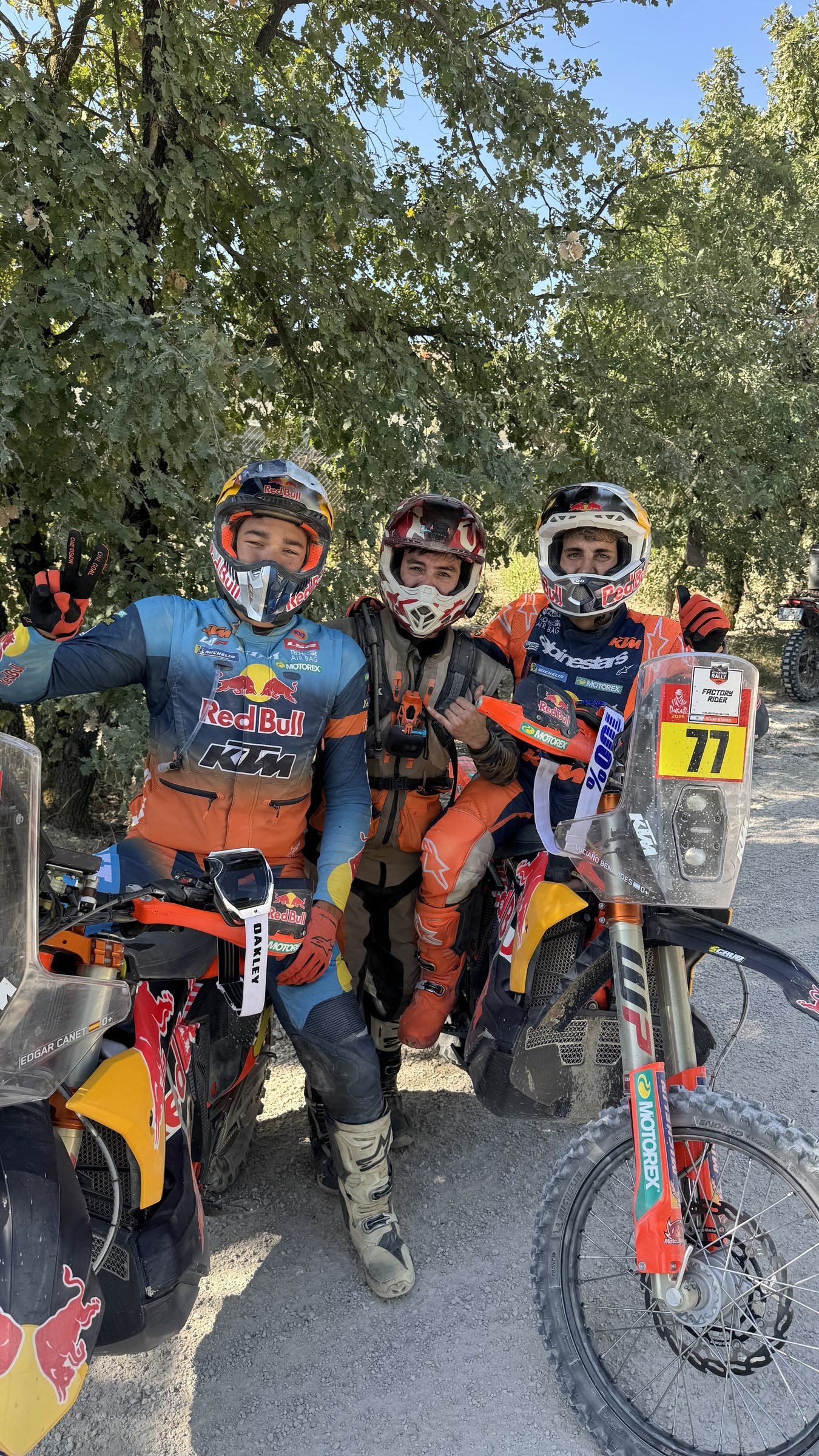 With Dakar riders Luciano Benavides and Edgar Canet at the KTM Adventure Rally Italy 2026