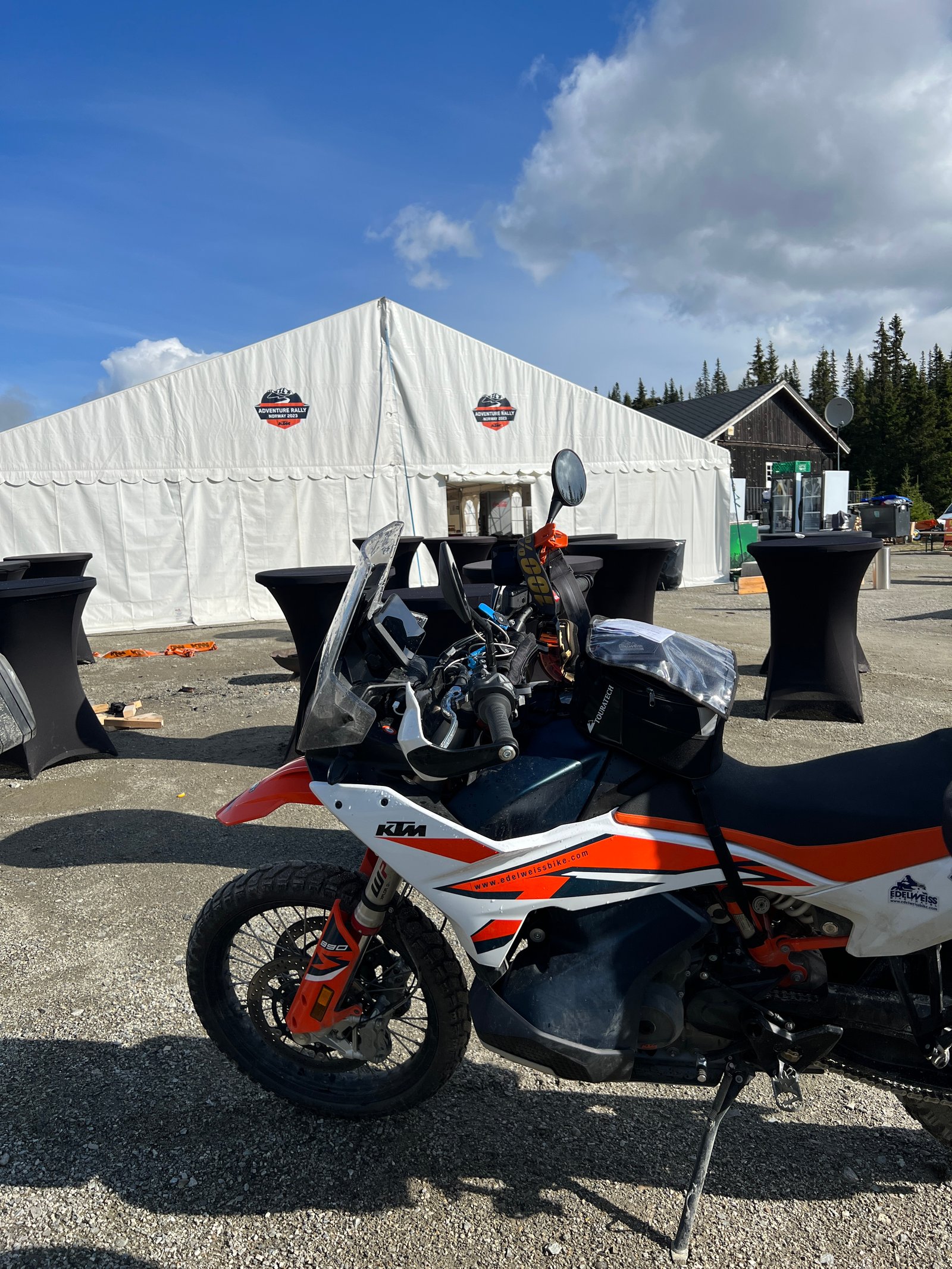 KTM service checkpoint tent on the route