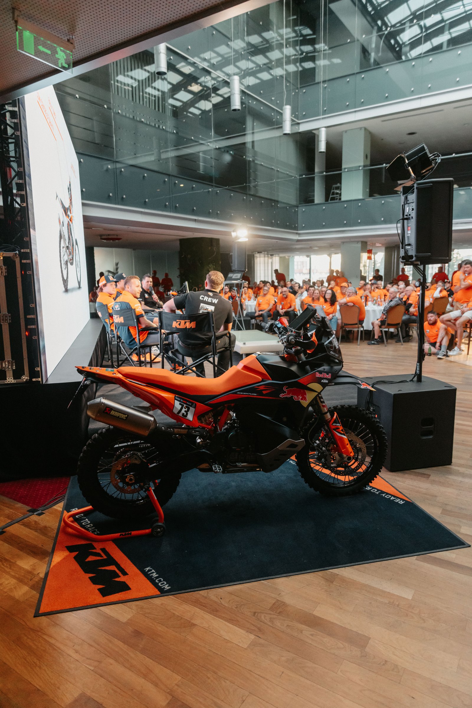 KTM bike on the stage during the route briefing session