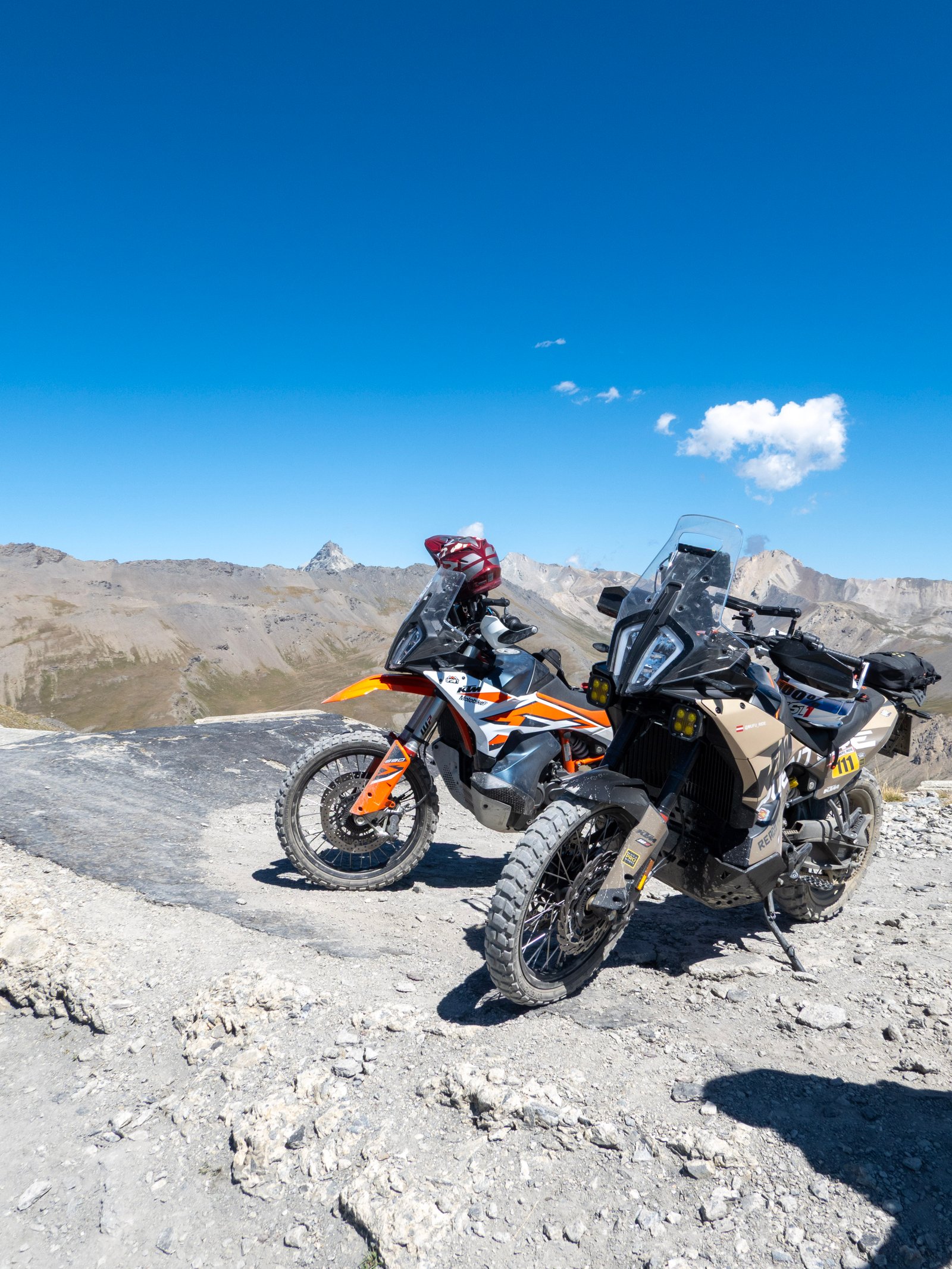 KTM 890 Adventure R on the Strada dell'Assietta ridge road, Western Alps Italy