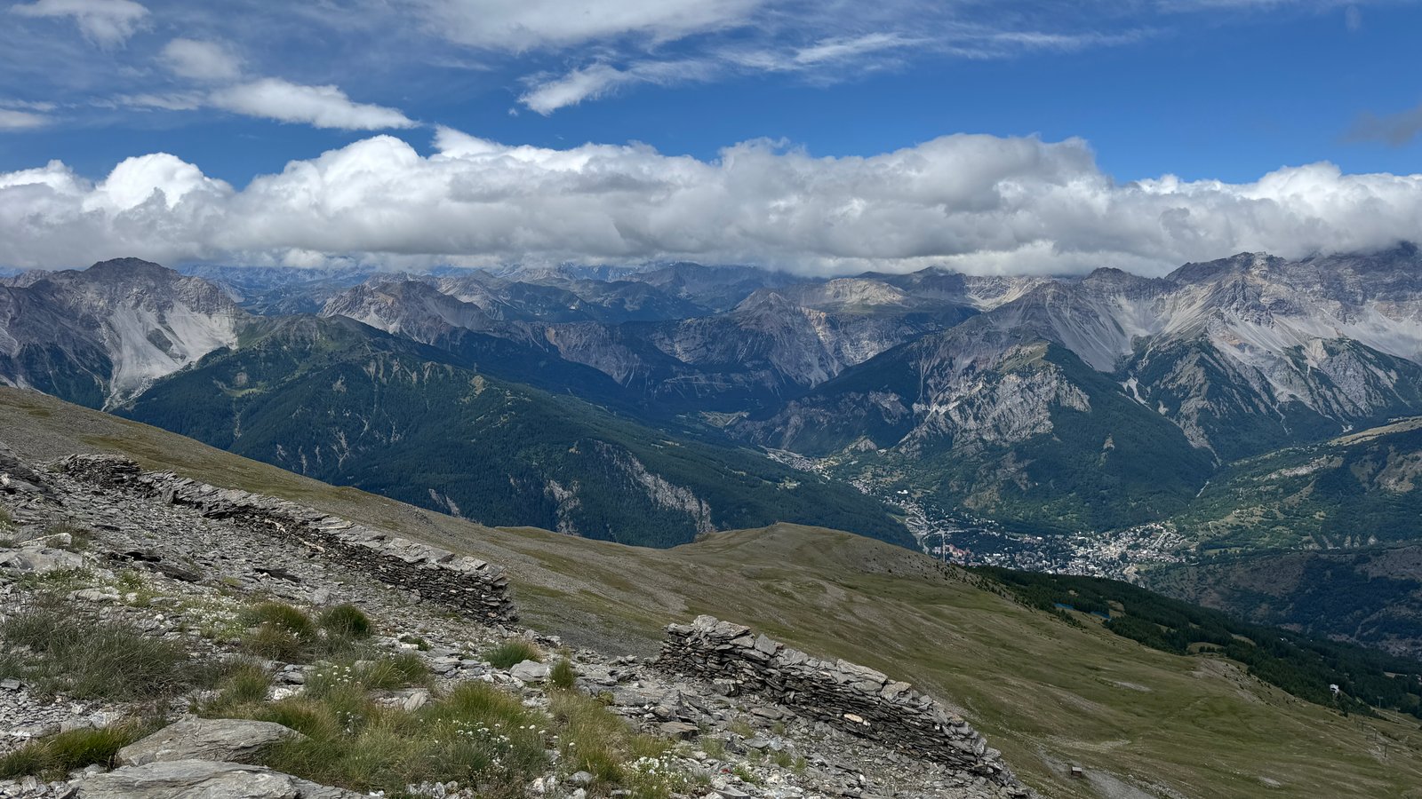 Alpine summit valley panorama travel print
