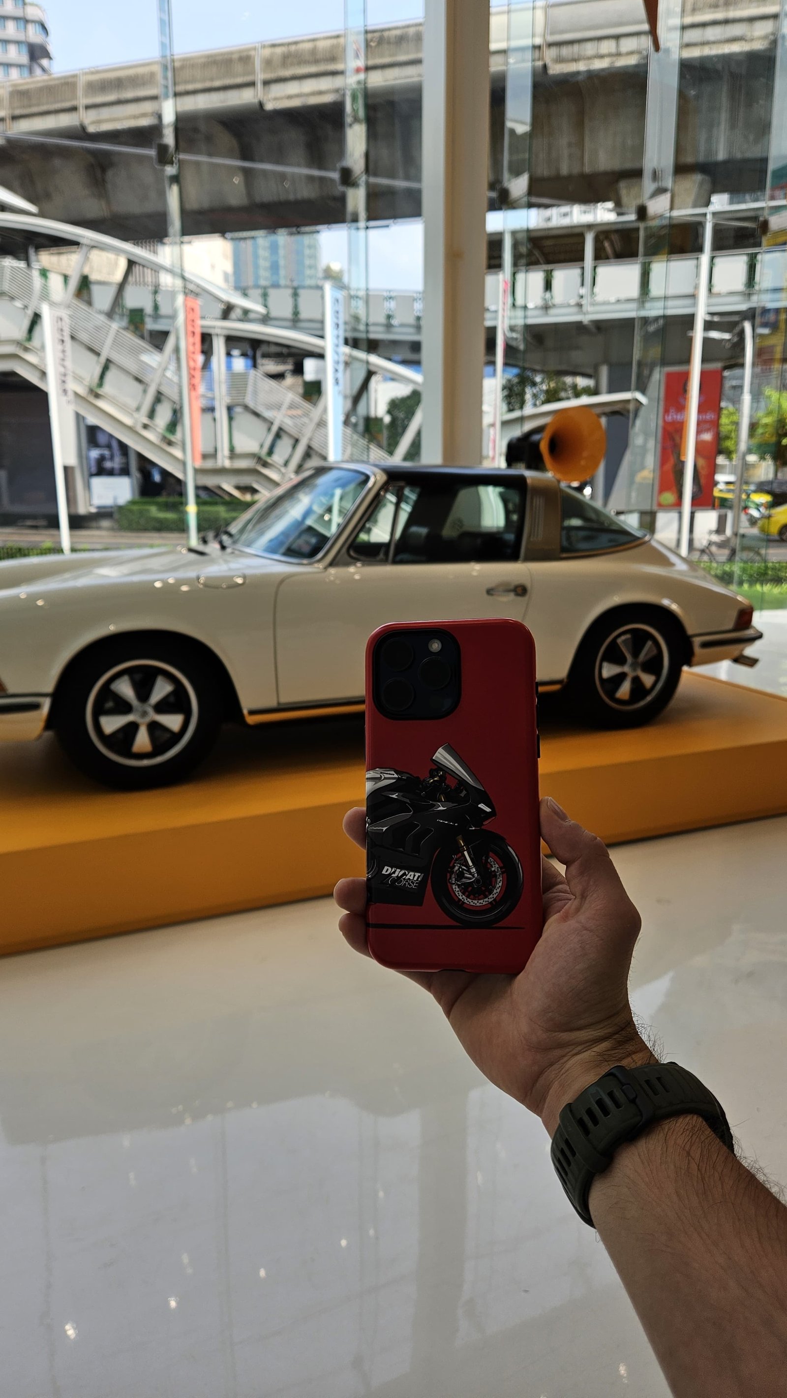 Ducati Panigale red phone case lifestyle Porsche museum