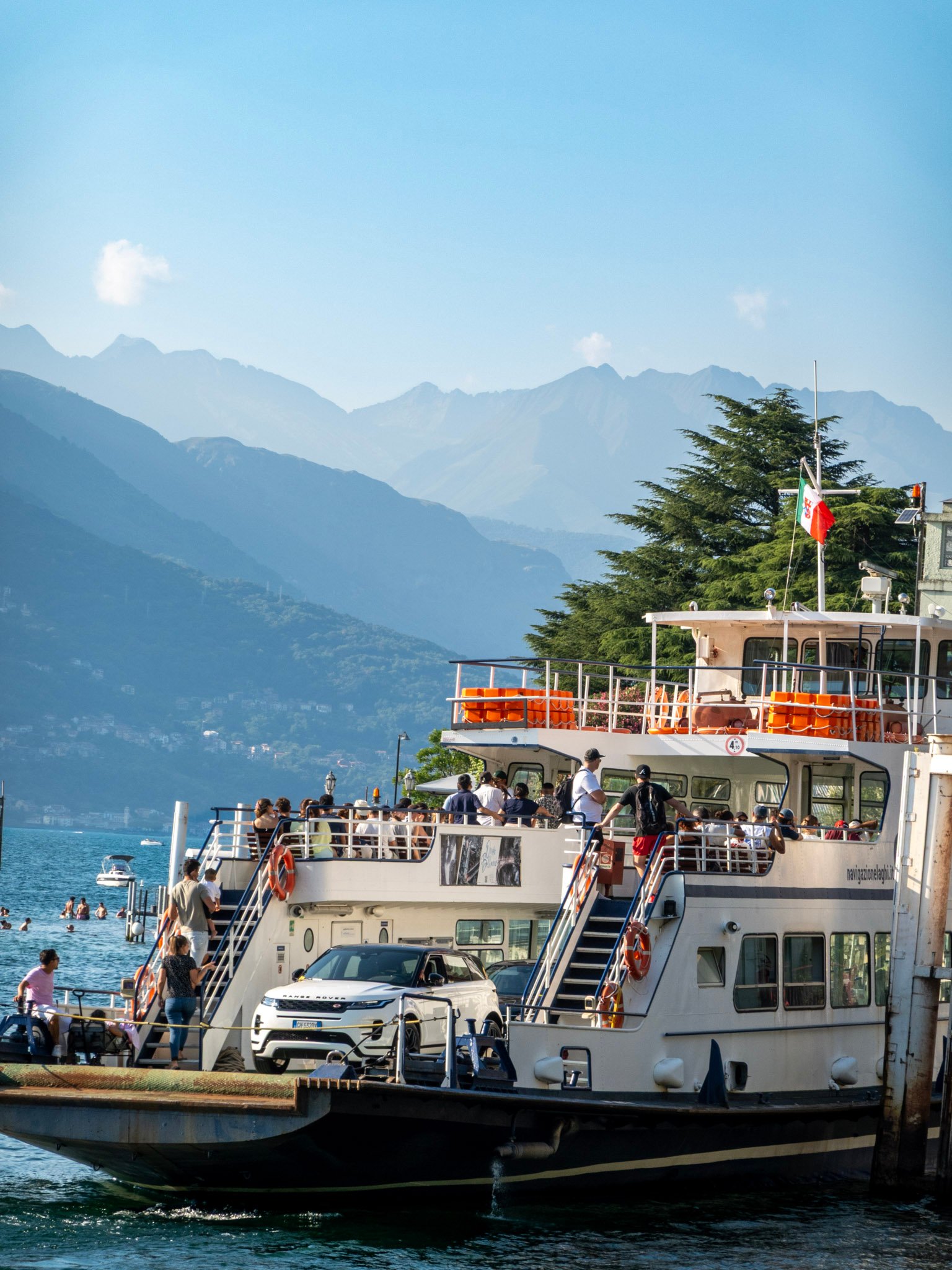 Varenna waterfront in the afternoon, Lake Como Italy
