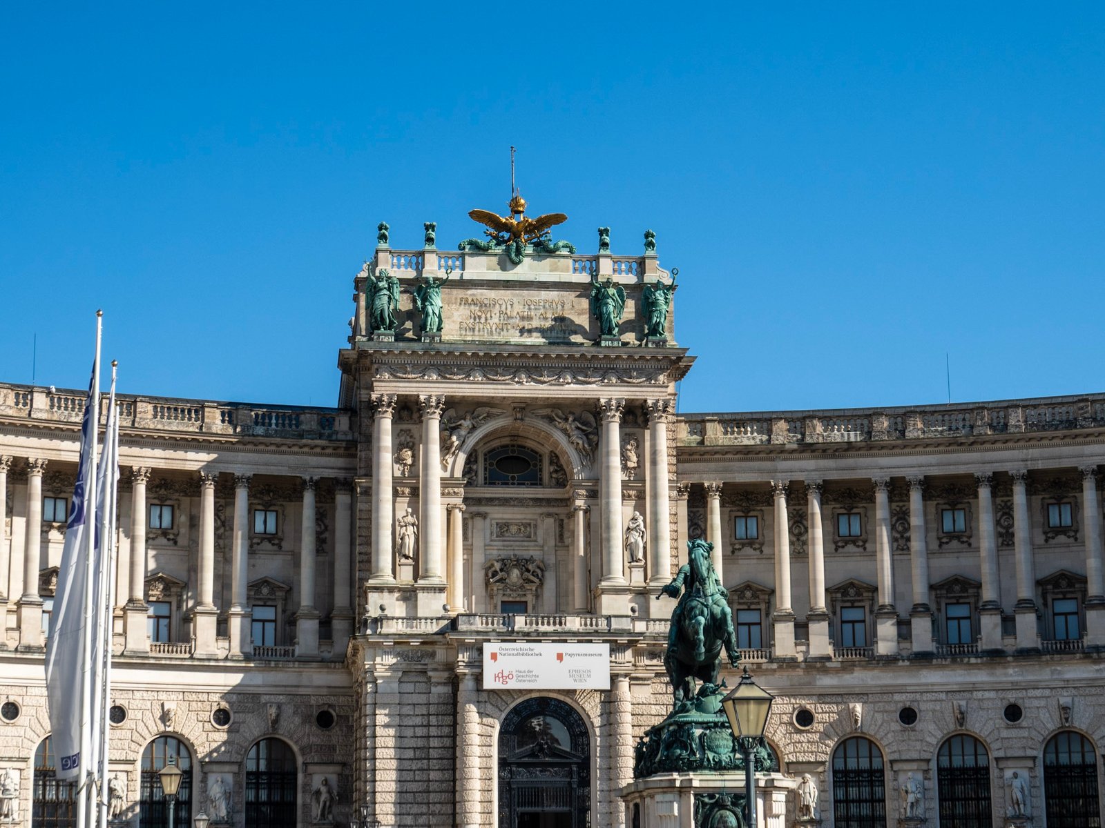 Hofburg Neue Burg facade with golden eagle, Vienna Austria