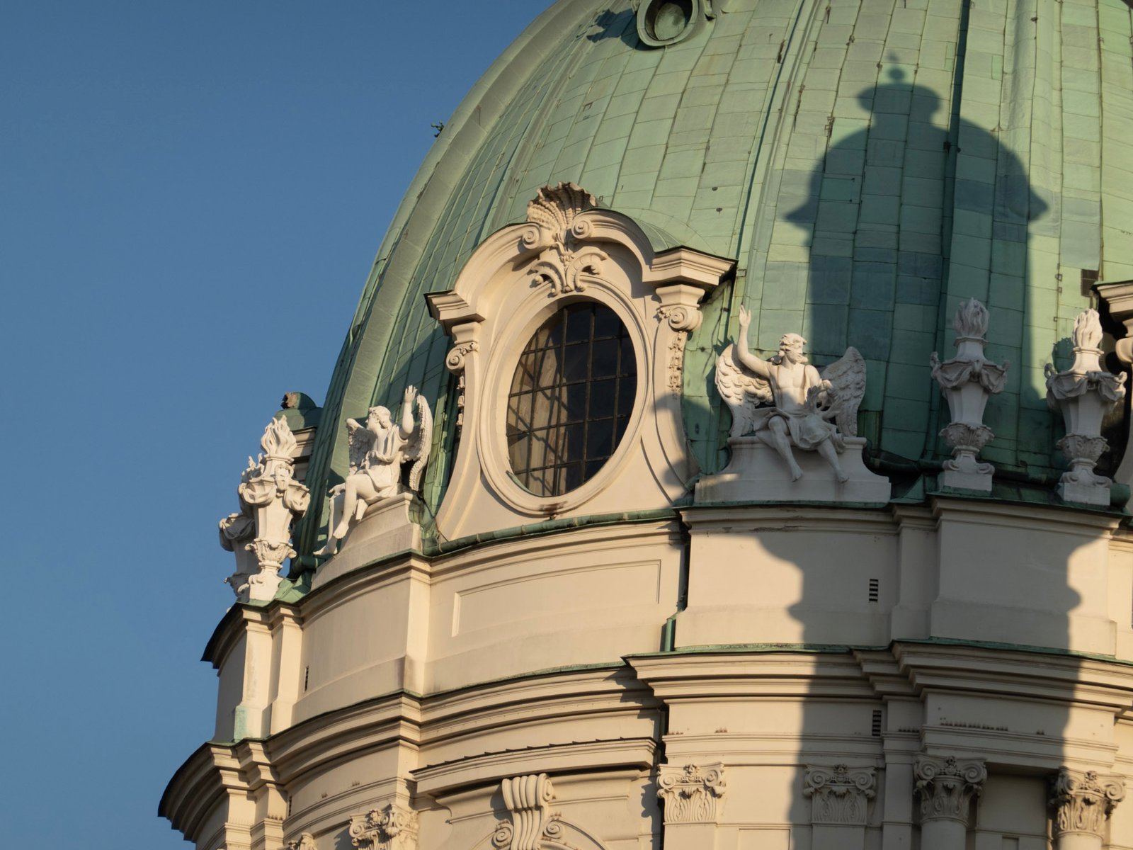 Peterskirche dome with angel statues, Vienna Austria