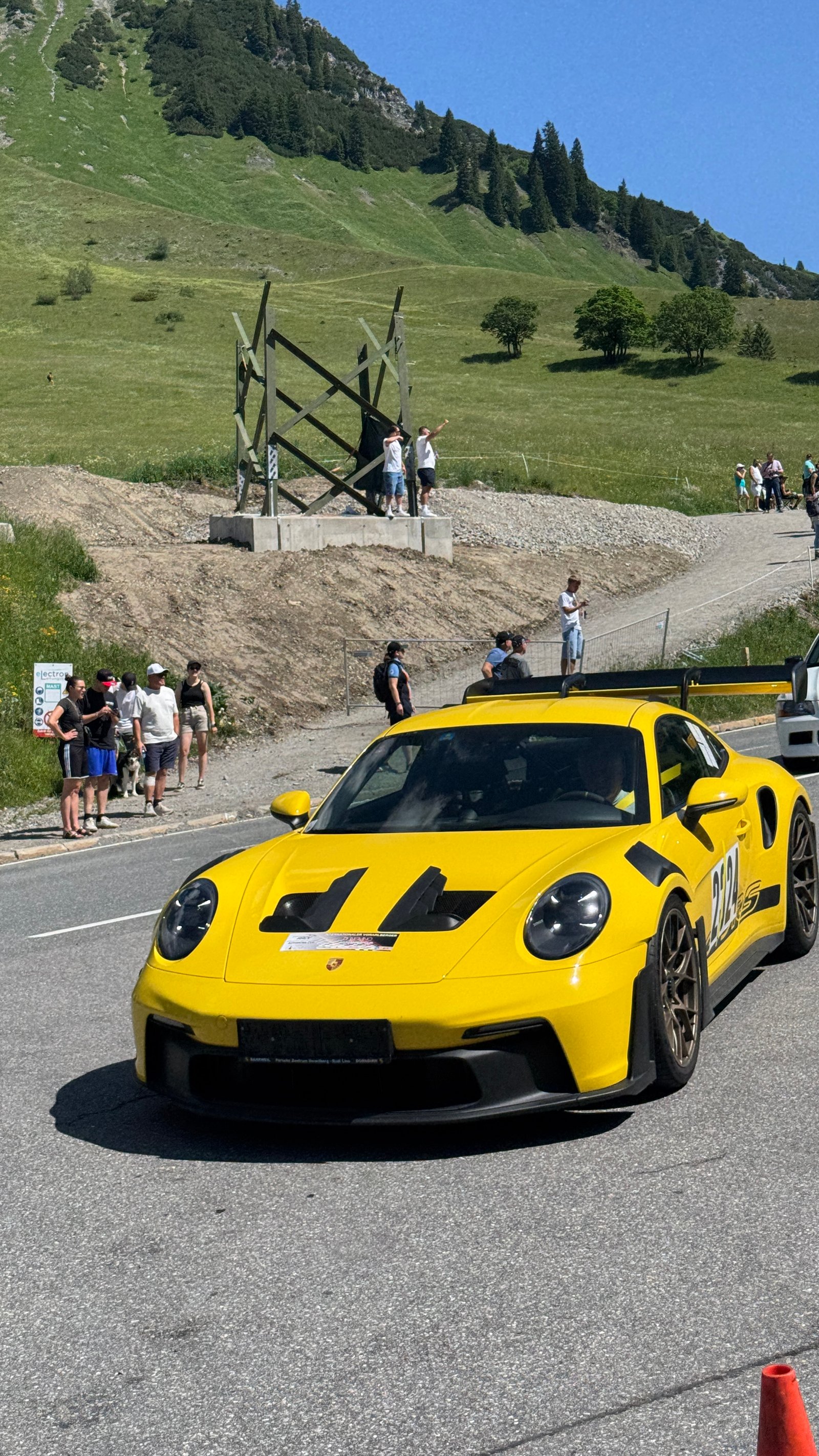 Porsche 911 GT3 RS at the Arlberg Mountain Slalom 2026 race photography