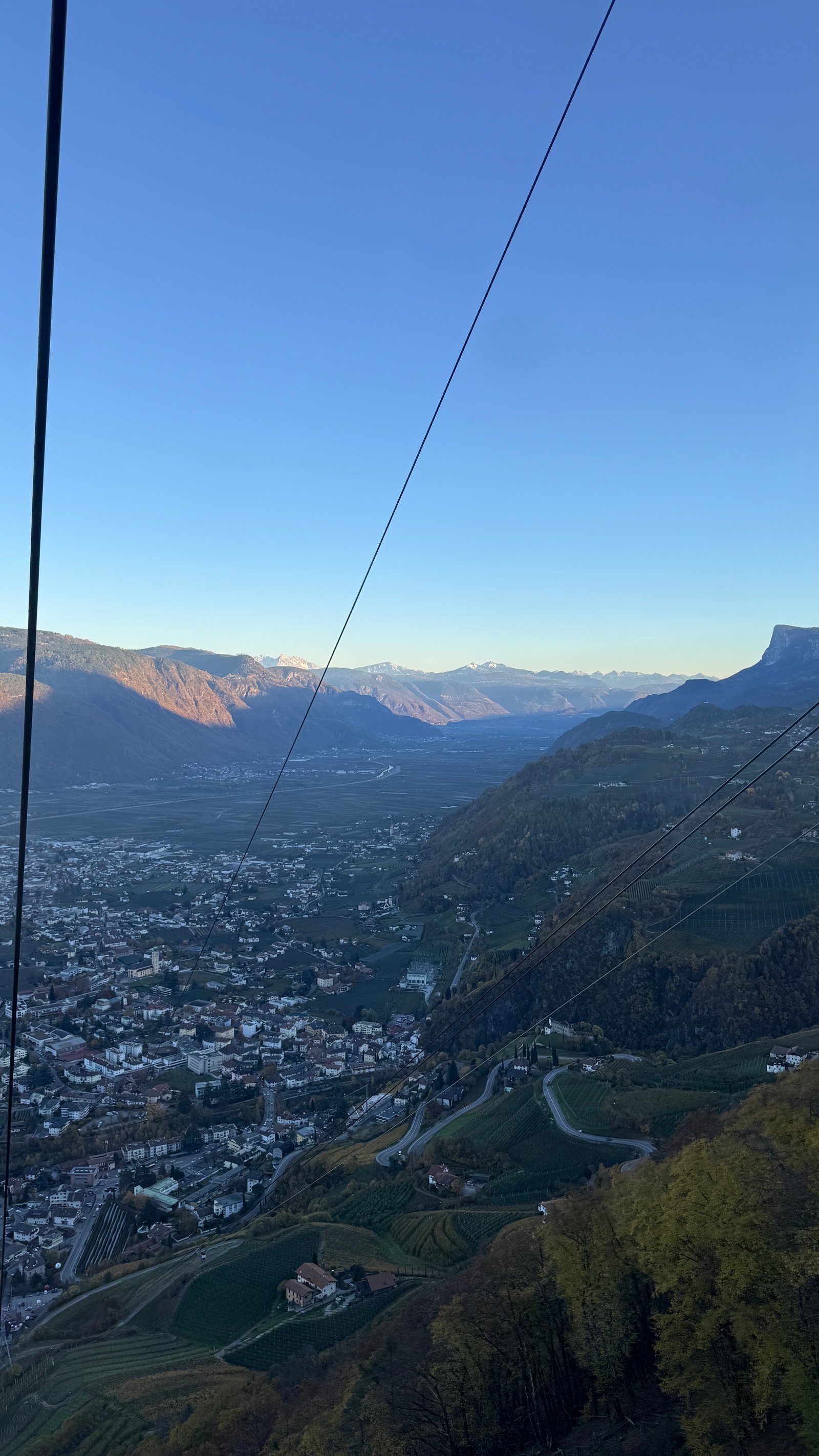 View from Vigiljoch cable car looking down the Adige valley, South Tyrol